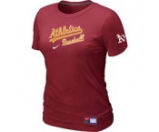 Women MLB Oakland Athletics Nike Red Short Sleeve Practice T-Shirt