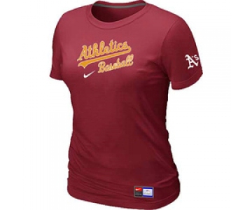 Women MLB Oakland Athletics Nike Red Short Sleeve Practice T-Shirt