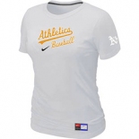 Women MLB Oakland Athletics Nike White Short Sleeve Practice T-Shirt