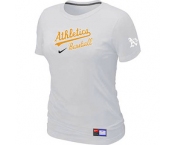 Women MLB Oakland Athletics Nike White Short Sleeve Practice T-Shirt