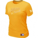 Women MLB Oakland Athletics Nike Yellow Short Sleeve Practice T-Shirt