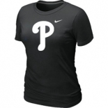 Women MLB Philadelphia Phillies Heathered Black Nike Blended T-Shirt