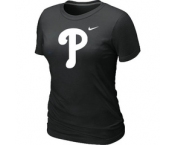 Women MLB Philadelphia Phillies Heathered Black Nike Blended T-Shirt