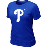 Women MLB Philadelphia Phillies Heathered Blue Nike Blended T-Shirt