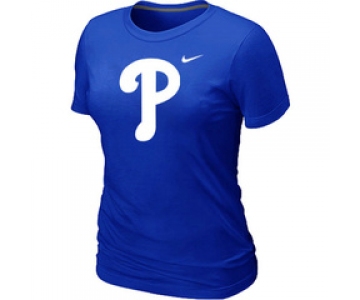 Women MLB Philadelphia Phillies Heathered Blue Nike Blended T-Shirt