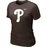 Women MLB Philadelphia Phillies Heathered Brown Nike Blended T-Shirt