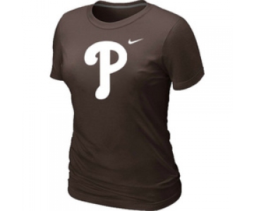 Women MLB Philadelphia Phillies Heathered Brown Nike Blended T-Shirt