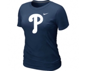 Women MLB Philadelphia Phillies Heathered D.Blue Nike Blended T-Shirt