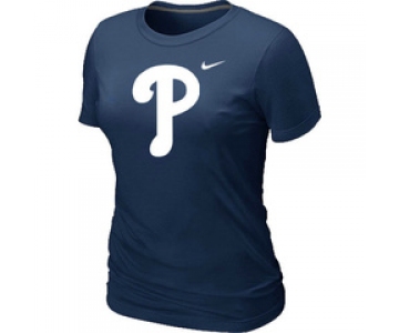 Women MLB Philadelphia Phillies Heathered D.Blue Nike Blended T-Shirt