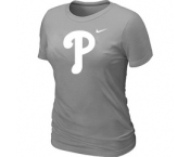 Women MLB Philadelphia Phillies Heathered L.Grey Nike Blended T-Shirt