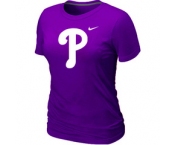 Women MLB Philadelphia Phillies Heathered Purple Nike Blended T-Shirt