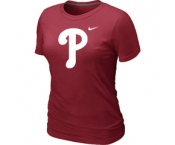 Women MLB Philadelphia Phillies Heathered Red Nike Blended T-Shirt