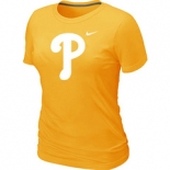 Women MLB Philadelphia Phillies Heathered Yellow Nike Blended T-Shirt