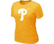 Women MLB Philadelphia Phillies Heathered Yellow Nike Blended T-Shirt