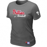 Women MLB Philadelphia Phillies Nike D.Grey Short Sleeve Practice T-Shirt