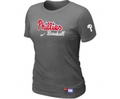 Women MLB Philadelphia Phillies Nike D.Grey Short Sleeve Practice T-Shirt