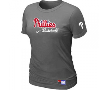 Women MLB Philadelphia Phillies Nike D.Grey Short Sleeve Practice T-Shirt