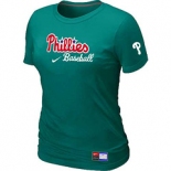 Women MLB Philadelphia Phillies Nike L.Green Short Sleeve Practice T-Shirt