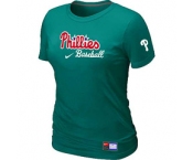 Women MLB Philadelphia Phillies Nike L.Green Short Sleeve Practice T-Shirt