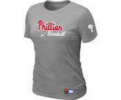 Women MLB Philadelphia Phillies Nike L.Grey Short Sleeve Practice T-Shirt