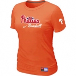 Women MLB Philadelphia Phillies Nike Orange Short Sleeve Practice T-Shirt