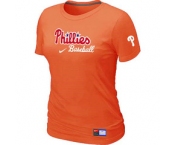 Women MLB Philadelphia Phillies Nike Orange Short Sleeve Practice T-Shirt