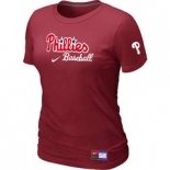 Women MLB Philadelphia Phillies Nike Red Short Sleeve Practice T-Shirt