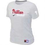 Women MLB Philadelphia Phillies Nike White Short Sleeve Practice T-Shirt