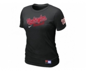 Women MLB Washington Nationals Black Nike Short Sleeve Practice T-Shirt