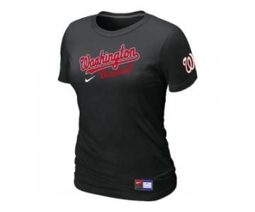 Women MLB Washington Nationals Black Nike Short Sleeve Practice T-Shirt