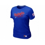 Women MLB Washington Nationals Blue Nike Short Sleeve Practice T-Shirt