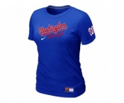 Women MLB Washington Nationals Blue Nike Short Sleeve Practice T-Shirt