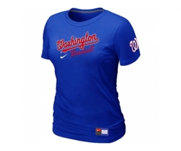 Women MLB Washington Nationals Blue Nike Short Sleeve Practice T-Shirt