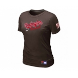 Women MLB Washington Nationals Brown Nike Short Sleeve Practice T-Shirt