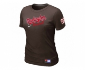 Women MLB Washington Nationals Brown Nike Short Sleeve Practice T-Shirt