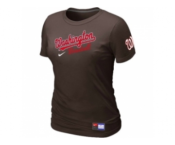 Women MLB Washington Nationals Brown Nike Short Sleeve Practice T-Shirt