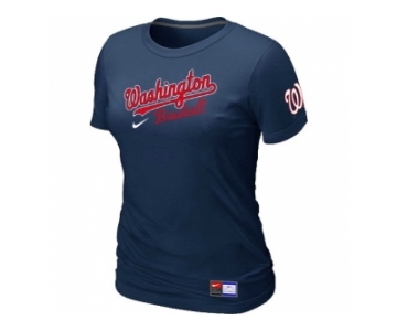 Women MLB Washington Nationals D.Blue Nike Short Sleeve Practice T-Shirt