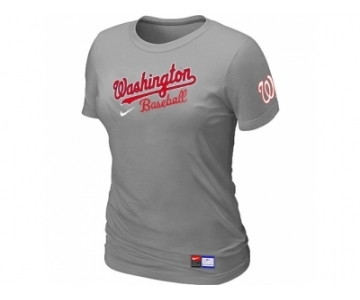 Women MLB Washington Nationals L.Grey Nike Short Sleeve Practice T-Shirt