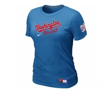 Women MLB Washington Nationals L.blue Nike Short Sleeve Practice T-Shirt