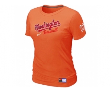 Women MLB Washington Nationals Orange Nike Short Sleeve Practice T-Shirt