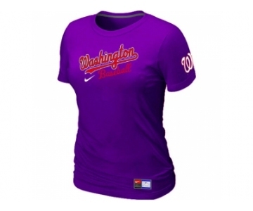 Women MLB Washington Nationals Purple Nike Short Sleeve Practice T-Shirt