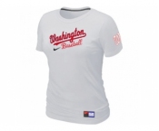 Women MLB Washington Nationals White Nike Short Sleeve Practice T-Shirt