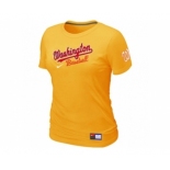 Women MLB Washington Nationals Yellow Nike Short Sleeve Practice T-Shirt