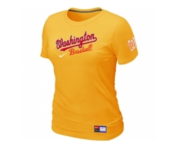 Women MLB Washington Nationals Yellow Nike Short Sleeve Practice T-Shirt