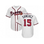 Atlanta Braves #15 Tony Sanchez Authentic White Team Logo Fashion Cool Base MLB Jersey