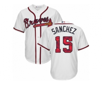 Atlanta Braves #15 Tony Sanchez Authentic White Team Logo Fashion Cool Base MLB Jersey