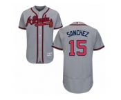 Atlanta Braves #15 Tony Sanchez Grey Flexbase Authentic Collection MLB Jersey