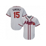 Atlanta Braves #15 Tony Sanchez Replica Grey Road Cool Base MLB Jersey