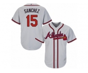 Atlanta Braves #15 Tony Sanchez Replica Grey Road Cool Base MLB Jersey