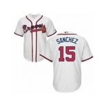 Atlanta Braves #15 Tony Sanchez Replica White Home Cool Base MLB Jersey